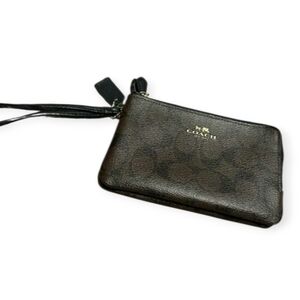 Coach Brown Double Zipper Wristlet